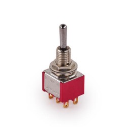 MEC Mini Toggle Switch, Long, Solder Lugs, ON/ON/ON, DPDT - Chrome slēdzis MEC Mini Toggle Switch, Long, Solder Lugs, ON/ON/ON, DPDT - Chrome slēdzis