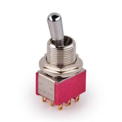 MEC Maxi Toggle Switch, Short, Solder Lugs, ON/ON, 3PDT - Chrome slēdzis