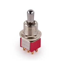 MEC Maxi Toggle Switch, Short, Solder Lugs, ON/ON/ON, DPDT - Chrome slēdzis