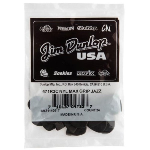 Dunlop 471R3C MAX GRIP JAZZ 3 CARBON (24-BAG) mediatoru paka Dunlop 471R3C MAX GRIP JAZZ 3 CARBON (24-BAG) mediatoru paka