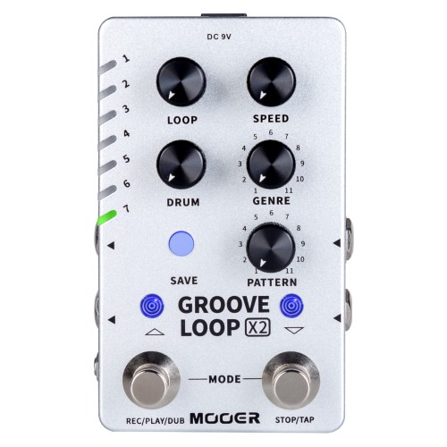 Mooer Groove Loop X2 - Stereo Looper / Drum Machine pedālis Mooer Groove Loop X2 - Stereo Looper / Drum Machine pedālis