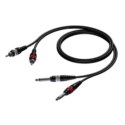 Procab 2 x RCA/Cinch male - 2 x 6.3 mm Jack male mono 5 meter Procab 2 x RCA/Cinch male - 2 x 6.3 mm Jack male mono 5 meter