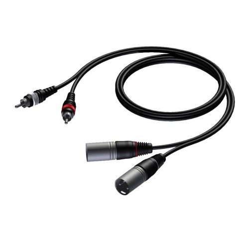 Procab 2 x XLR male - 2 x RCA/Cinch male 3 meter Procab 2 x XLR male - 2 x RCA/Cinch male 3 meter