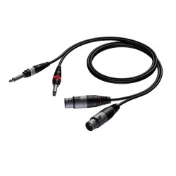 Procab 2 x XLR female - 2 x 6.3 mm Jack male mono 3 meter Procab 2 x XLR female - 2 x 6.3 mm Jack male mono 3 meter