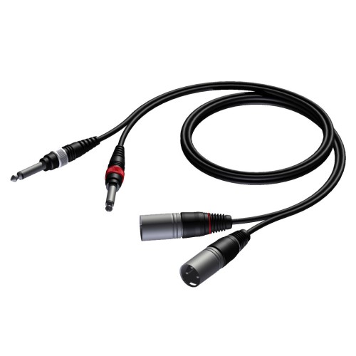 Procab 2 x XLR male - 2 x 6.3 mm Jack male mono 3 meter Procab 2 x XLR male - 2 x 6.3 mm Jack male mono 3 meter