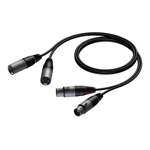 Procab 2 x XLR male - 2 x XLR female 3 meter Procab 2 x XLR male - 2 x XLR female 3 meter