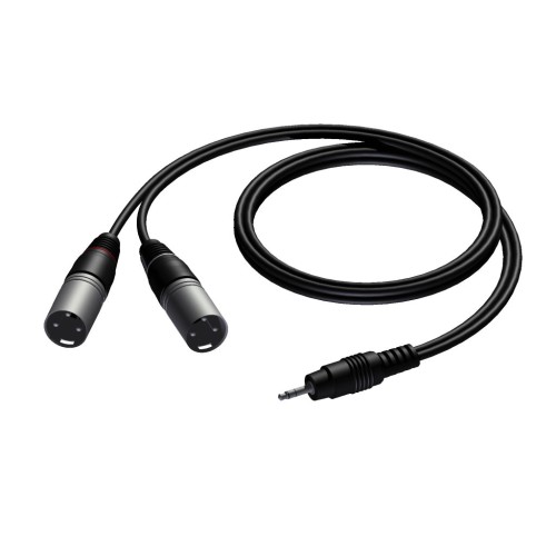 Procab 3.5 mm Jack male stereo - 2 x XLR male 1,5 meter Procab 3.5 mm Jack male stereo - 2 x XLR male 1,5 meter