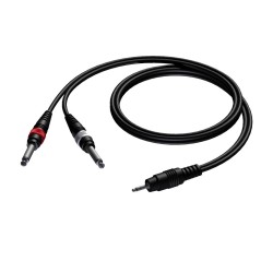 Procab 3.5 mm Jack male stereo - 2 x 6.3 mm Jack male mono 3 meter Procab 3.5 mm Jack male stereo - 2 x 6.3 mm Jack male mono 3 meter