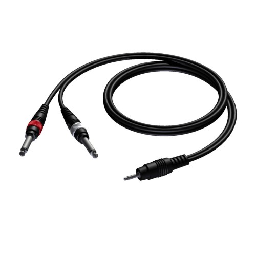 Procab 3.5 mm Jack male stereo - 2 x 6.3 mm Jack male mono 3 meter Procab 3.5 mm Jack male stereo - 2 x 6.3 mm Jack male mono 3 meter