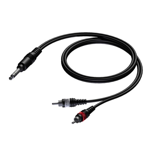 Procab 6.3 mm Jack male stereo - 2 x RCA/Cinch male 3 meter Procab 6.3 mm Jack male stereo - 2 x RCA/Cinch male 3 meter