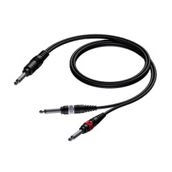 Procab 6.3 mm jack male stereo - 2 x 6.3 mm jack male 3 meter Procab 6.3 mm jack male stereo - 2 x 6.3 mm jack male 3 meter
