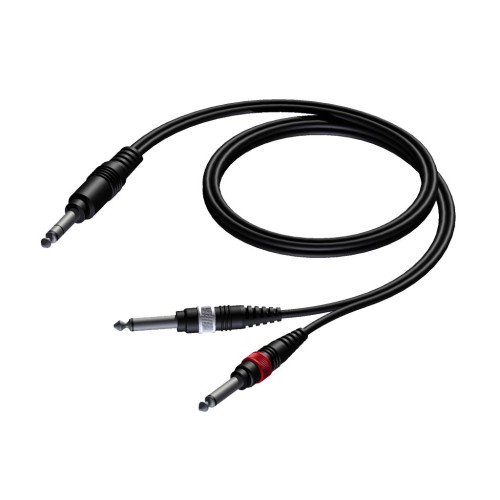 Procab 6.3 mm jack male stereo - 2 x 6.3 mm jack male 3 meter Procab 6.3 mm jack male stereo - 2 x 6.3 mm jack male 3 meter