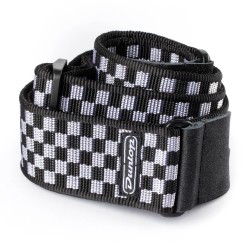 Dunlop Black & White checkered ģitāras siksna