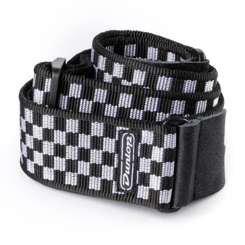 Dunlop Black & White checkered ģitāras siksna