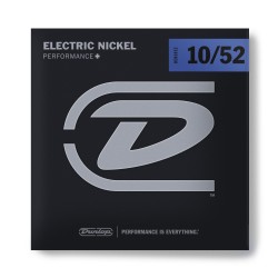 Dunlop DEN1052 NICKEL WOUND LIGHT TOP/HEAVY BOTTOM SET/6 (10-52) stīgas