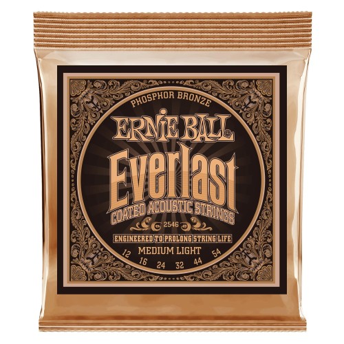 Ernie Ball 2546 Everlast Medium Light Coated Phosphor Bronze 12-54 stīgas Ernie Ball 2546 Everlast Medium Light Coated Phosphor Bronze 12-54 stīgas
