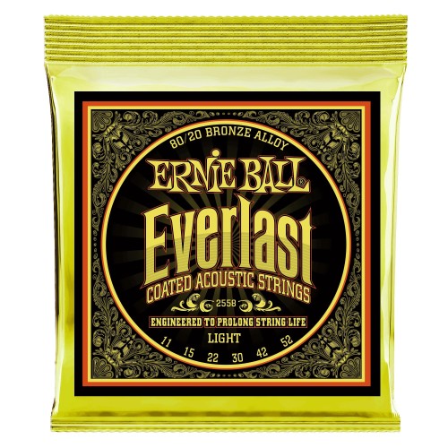 Ernie Ball 2558 Everlast Light Coated 80/20 Bronze 11-52 stīgas Ernie Ball 2558 Everlast Light Coated 80/20 Bronze 11-52 stīgas