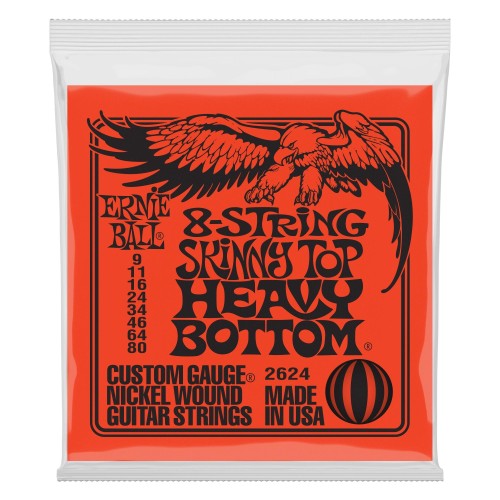Ernie Ball 2624 Skinny Top Heavy Bottom Slinky 8-String 9-80 stīgas Ernie Ball 2624 Skinny Top Heavy Bottom Slinky 8-String 9-80 stīgas