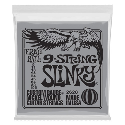 Ernie Ball 2628 Slinky 9-String nickel wound strings 9-105 stīgas