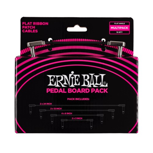 Ernie Ball P06224 Flat Ribbon Patch Cables Pedalboard Multi-Pack vadu komplekts