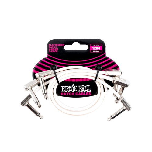 Ernie Ball 6386 12in Flat Ribbon Patch Cable 3 Pack - White vadu komplekts Ernie Ball 6386 12in Flat Ribbon Patch Cable 3 Pack - White vadu komplekts