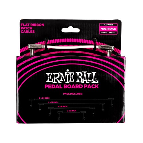Ernie Ball Flat Ribbon Patch Cables Pedalboard Multi-Pack - White vadu komplekts Ernie Ball Flat Ribbon Patch Cables Pedalboard Multi-Pack - White vadu komplekts