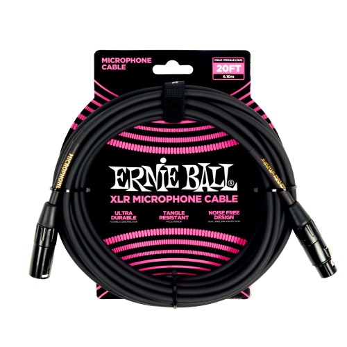 Ernie Ball 6388 20ft XLR Black mikrofona vads Ernie Ball 6388 20ft XLR Black mikrofona vads