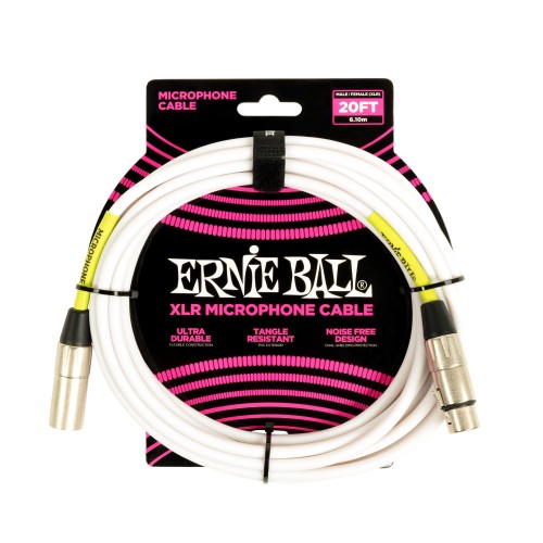 Ernie Ball 6389 20ft White mikrofona vads Ernie Ball 6389 20ft White mikrofona vads