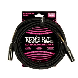 Ernie Ball 6392 20ft Braided XLR Black mikrofona vads Ernie Ball 6392 20ft Braided XLR Black mikrofona vads