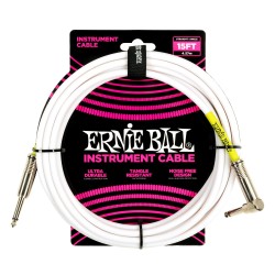 Ernie Ball 6400 15ft PVC Straight Angle balts ģitāras vads Ernie Ball 6400 15ft PVC Straight Angle balts ģitāras vads