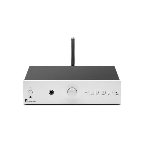 Pro-Ject Stereo Box E Stereo integrētais pastiprinātājs — Sudraba Pro-Ject Stereo Box E Stereo integrētais pastiprinātājs — Sudraba