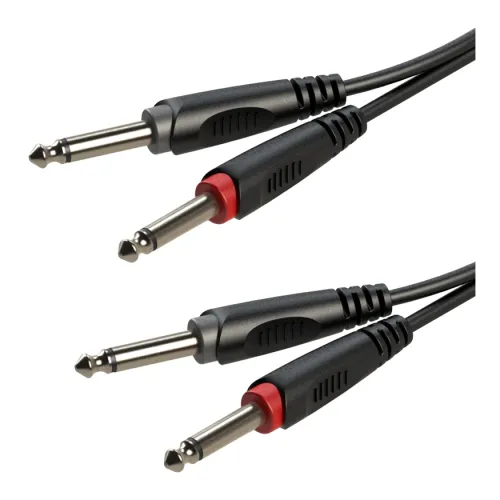 Roxtone SACC100L3 — stereo audio vads 2 × Jack 6,3 mm mono ↔ 2 × Jack 6,3 mm mono, 3 m Roxtone SACC100L3 — stereo audio vads 2 × Jack 6,3 mm mono ↔ 2 × Jack 6,3 mm mono, 3 m
