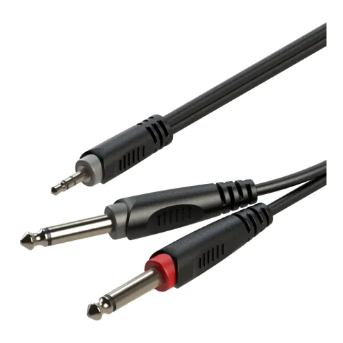 Roxtone SAYC130L6 — Y veida audio vads Jack 3,5 mm stereo ↔ 2 × Jack 6,3 mm mono, 6 m Roxtone SAYC130L6 — Y veida audio vads Jack 3,5 mm stereo ↔ 2 × Jack 6,3 mm mono, 6 m