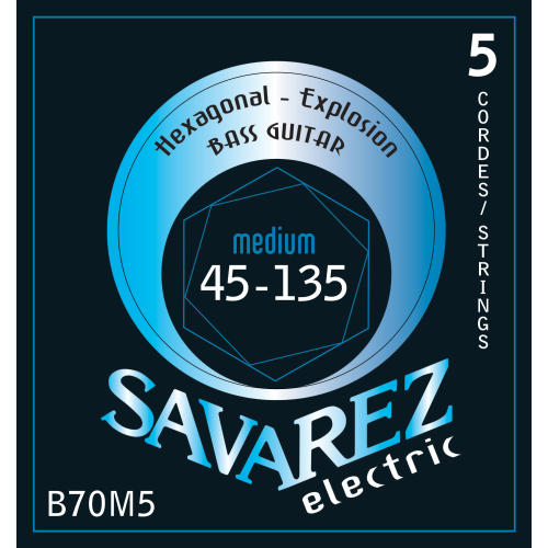 Savarez Hexagonal Explosion B70M5 — basģitāras stīgu komplekts 45–135 Savarez Hexagonal Explosion B70M5 — basģitāras stīgu komplekts 45–135