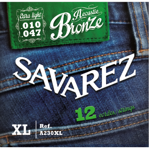 Savarez Acoustic Bronze A230XL — 12 stīgu akustiskās ģitāras stīgu komplekts 10–47