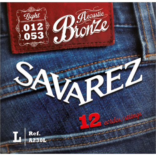 Savarez Acoustic Bronze A230L — 12 stīgu akustiskās ģitāras stīgu komplekts 12–53