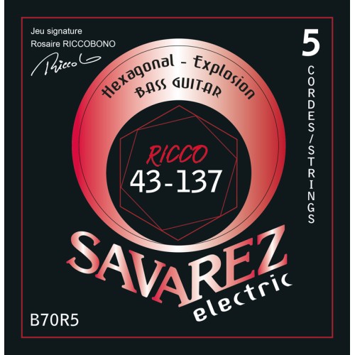 Savarez Hexagonal Explosion Ricco B70R5 — basģitāras stīgu komplekts 43–137