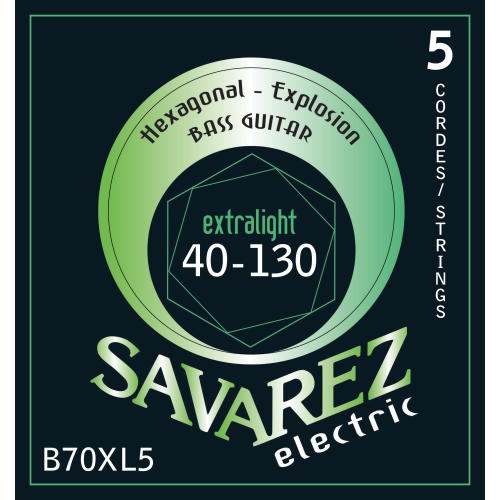 Savarez Hexagonal Explosion B70XL5 — basģitāras stīgu komplekts 40–130 Savarez Hexagonal Explosion B70XL5 — basģitāras stīgu komplekts 40–130