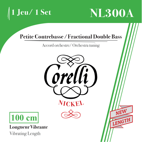 Corelli Fractional Double Bass Nickel NL300A — kontrabasa stīgu komplekts