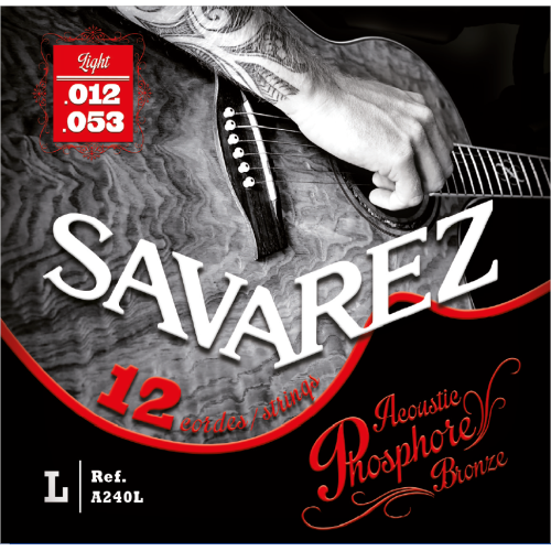 Savarez Acoustic Phosphor Bronze A240L — 12 stīgu akustiskās ģitāras stīgu komplekts 12–53