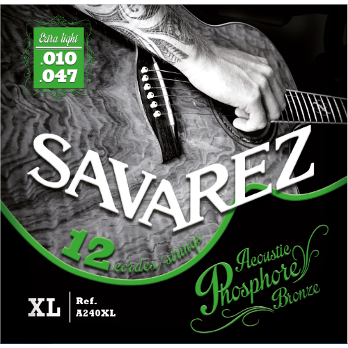 Savarez Acoustic Phosphor Bronze A240XL — 12 stīgu akustiskās ģitāras stīgu komplekts 10–47